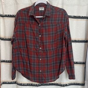 Hurley Red and Gray Checkered Button Down Shirt